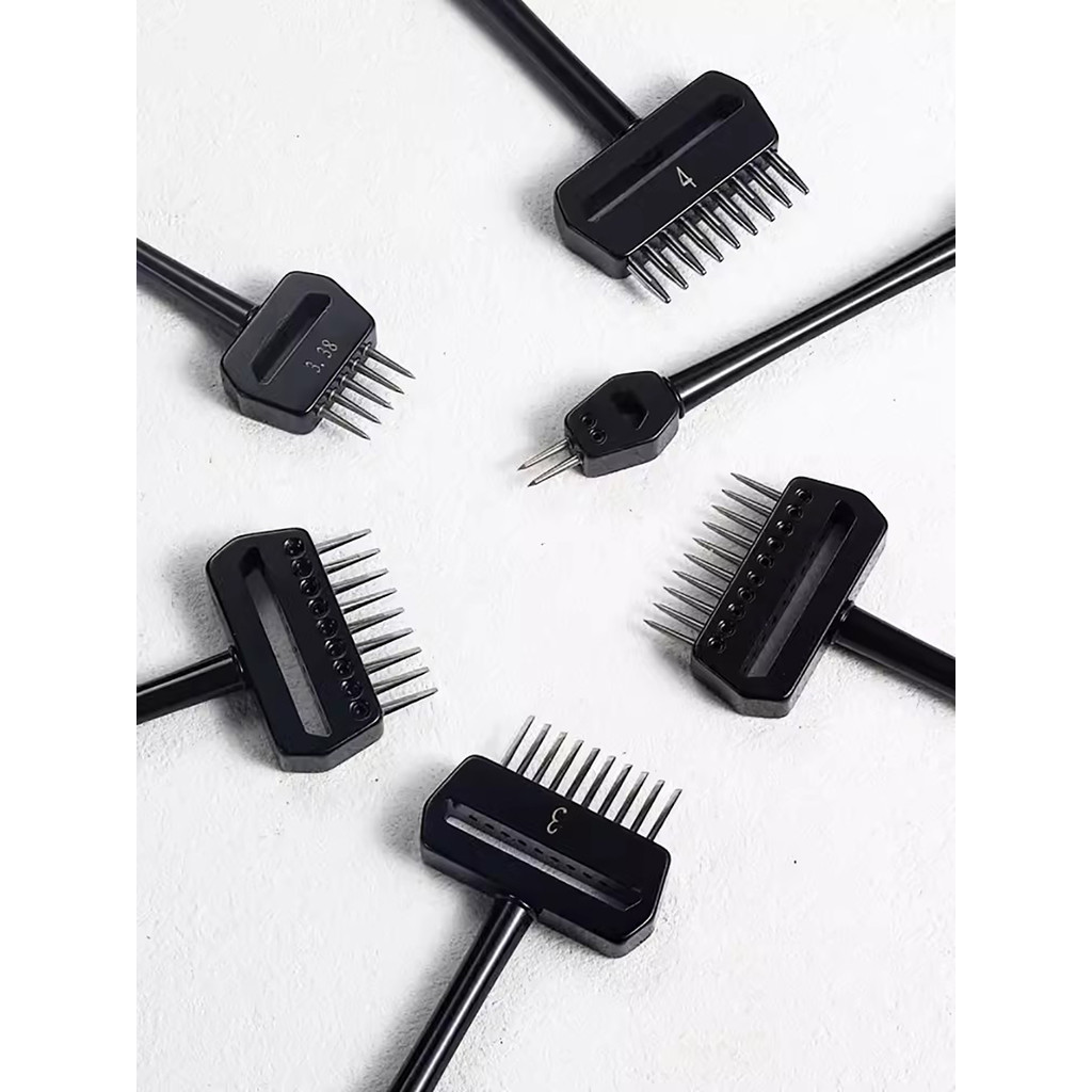 

Multi-Purpose Leather Pricking Irons Tooth 2T+5T+10T Set Replaceable DIY Handmade Leathercraft Punch Chisel Punching Tools