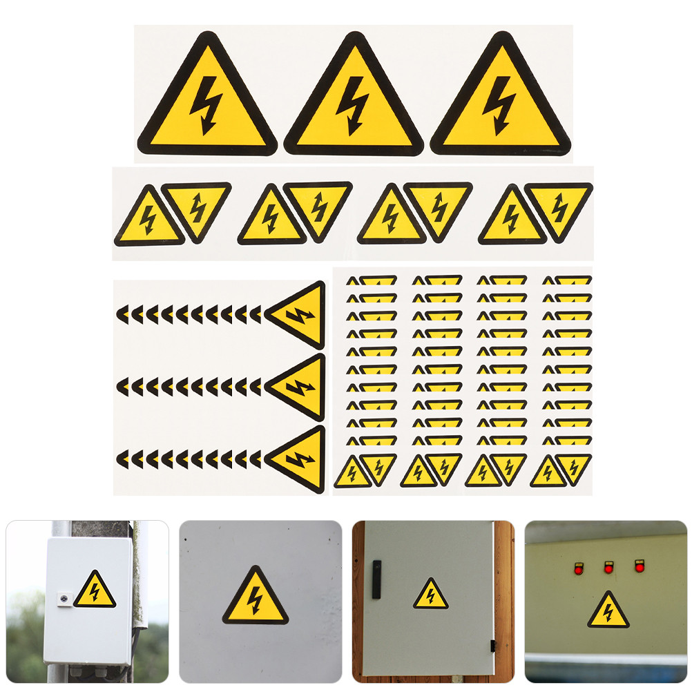 

24 Pcs Warning Stickers Small Label Labels Electric Shocks Sign Decal Yellow High Voltage
