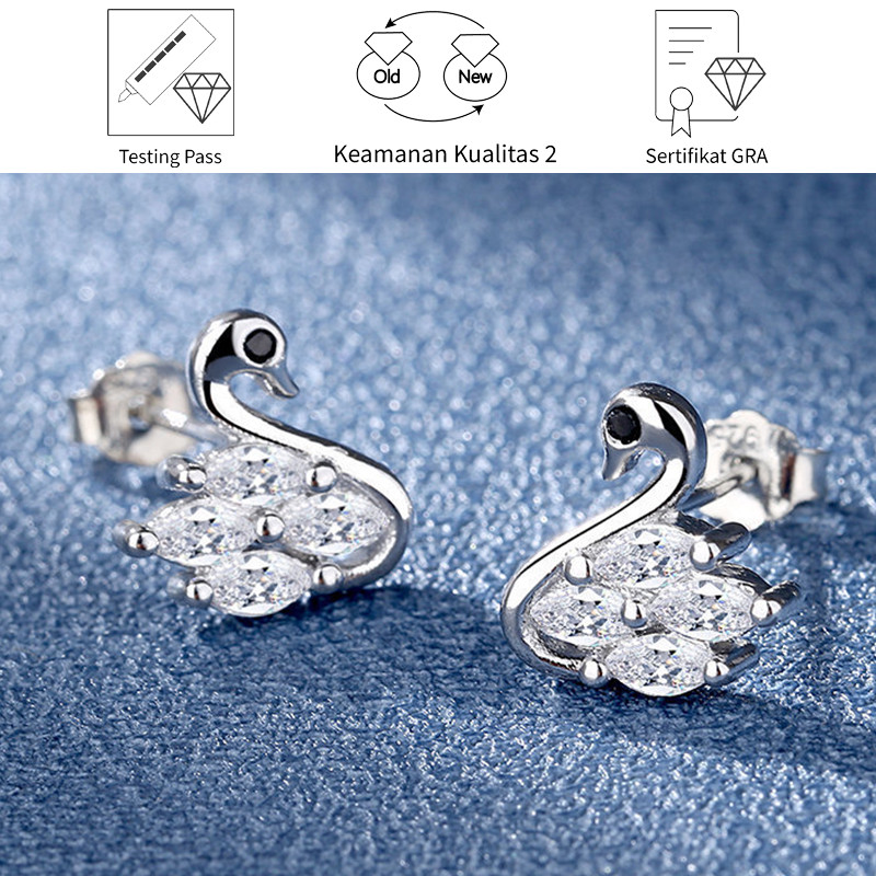 SikRoad 0,5 Karat 925 Anting Pejantan Perak Angsa Wanita