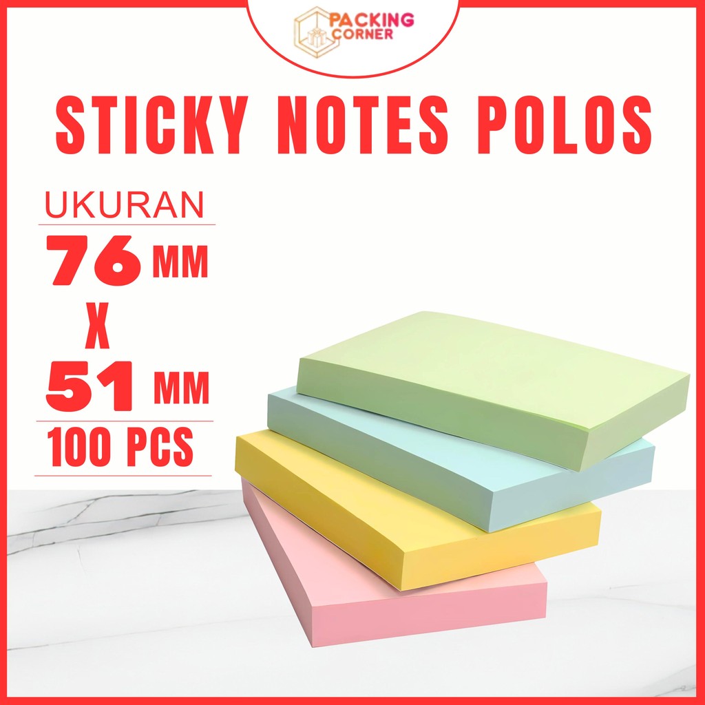 

Sticky Notes Memo 76x51 Polos Penanda Pengingat Kertas Buku Tempel 100 Lembar Perlengkapan Kantor Sekolah ATK Note Pad