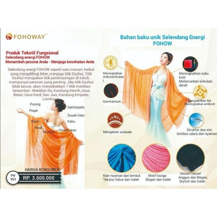 Fohoway Selendang Energi Fohoway ORIGINAL Hitam Orange Biru