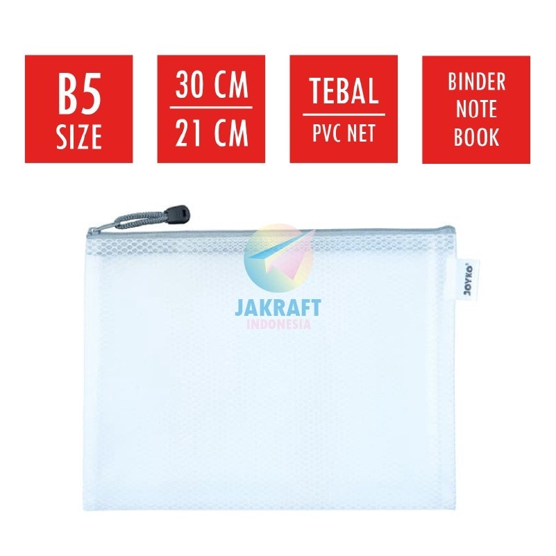 

MURAH MERIAH 1 Pcs Zipper Document Bag Jaring B5 JOYKO DCB46 Buku Tulis Boxy Campus Binder Note