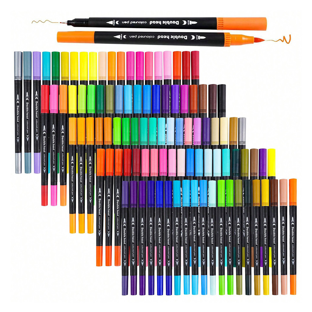 

12/24/36/60/80/100/120 PCS Dual Markers Brush Pen Fine Double Tip Art Marker Coloring Hand Lettering Drawing School Supplied