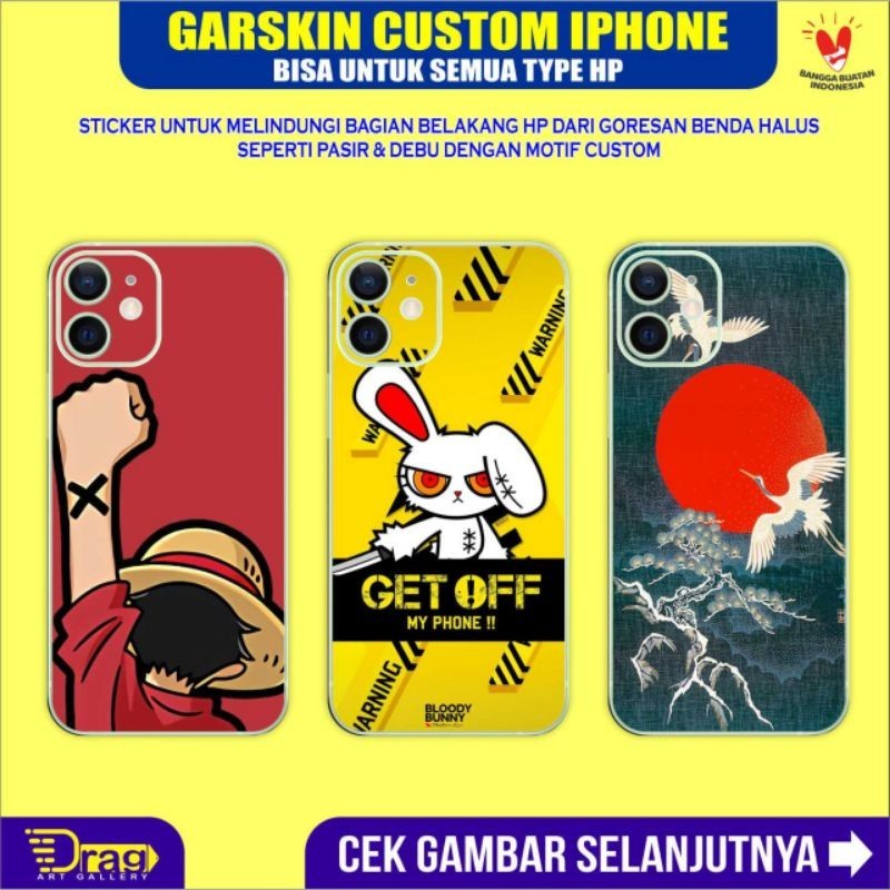 Sticker Garskin Skin Custom IPHONE 10 11 12 13 Pro Max Bisa Untuk Semua Type HP lain