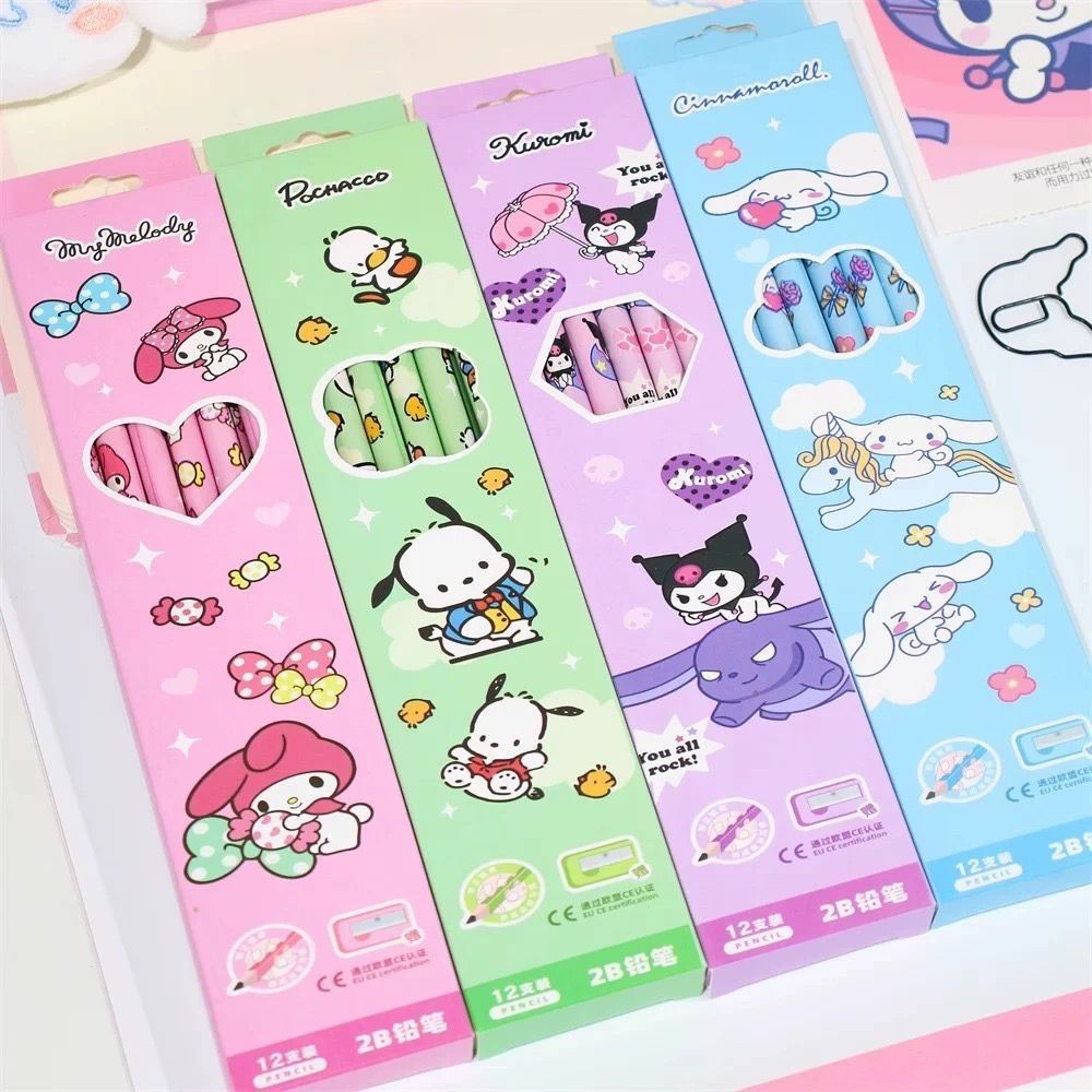 

Pensil 2B karakter lucu sanrio my melody kuromi cinnamoroll pochacco isi 1 lusin (12 pcs)//Pensil Karakter