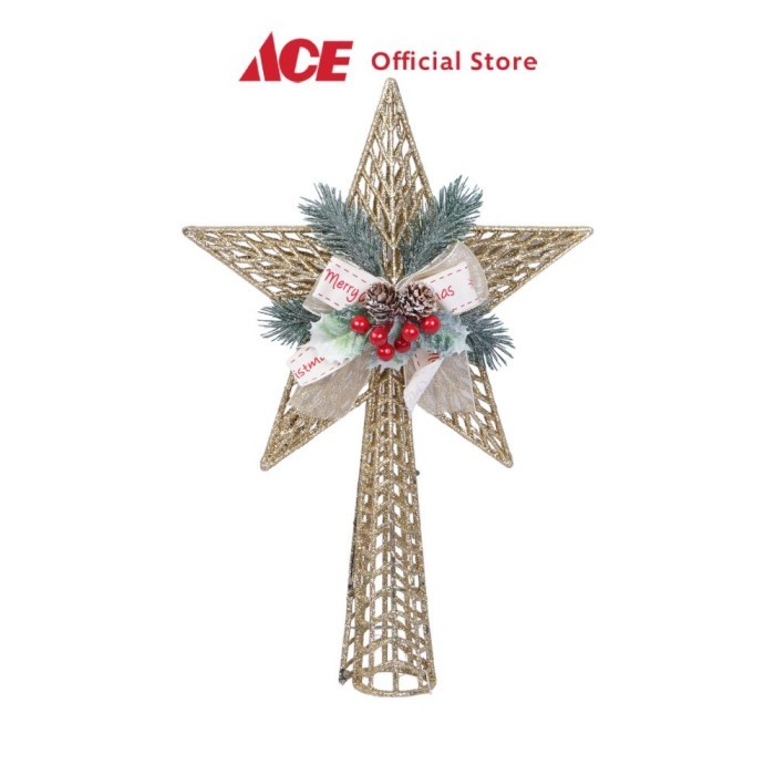 

Noelle 37 cm Hiasan Puncak Pohon Natal Christmas Star Ribbon - Gold Tree Top Dekorasi Pohon Natal Xmas Decoration Ornamen Hiasan Natal Pajangan Decor