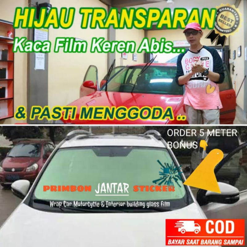 Stiker kaca film riben hijau solar screen untuk kaca mobil jendela rumah gedung 40 60 persen
