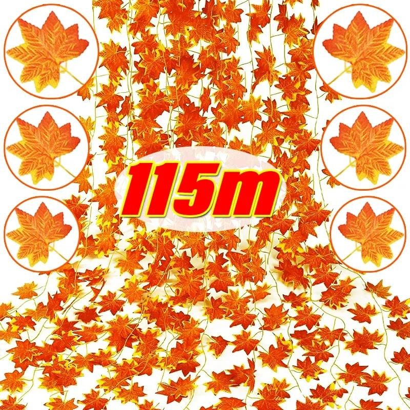 

50/1String Artificial Maple Leaves Vine Hanging Garland DIY Maple Leaf Fake Plant Autumn Christmas Thanksgiving Party Home Decor