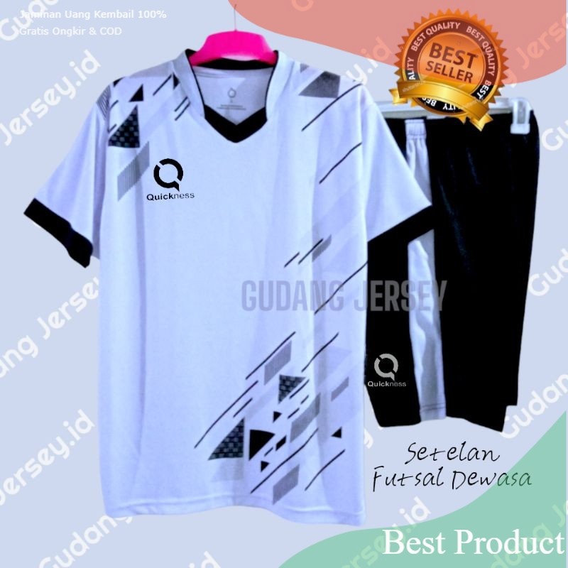 Setelan Jersey Futsal Kaos Olahraga Baju Bola/ HITAM PUTIH KUNING