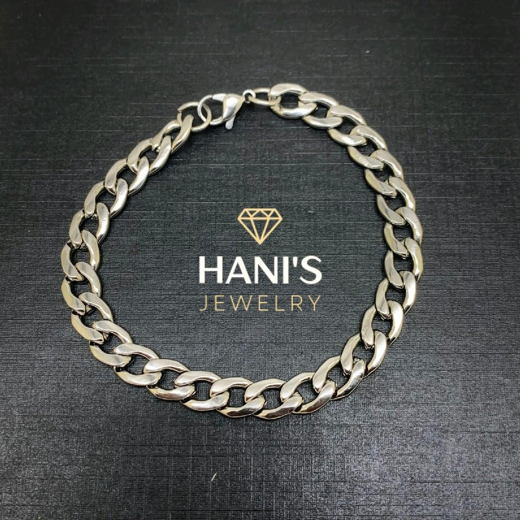 Gelang Rantai Titanium Ori Motif Sisik Naga Silver Untuk Pria dan Wanita