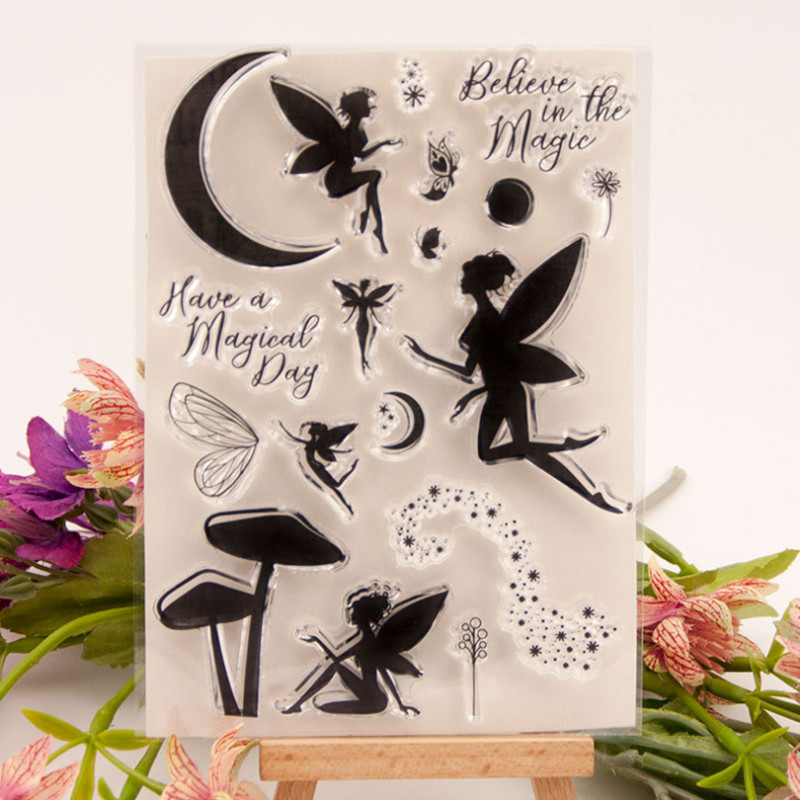 

1pc Fairy Elf Transparent Seal Clear Silicone Stamp Cutting DIY Scrapbooking Rubber Coloring Embossing Decor Reusable 10*15cm