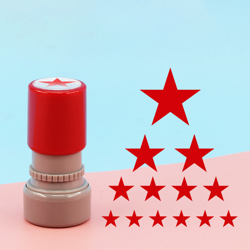 

School Teachers Family Use Red Five-pointed Star Stamp Encourage Children Teaching Award Stamp Automatic Ink