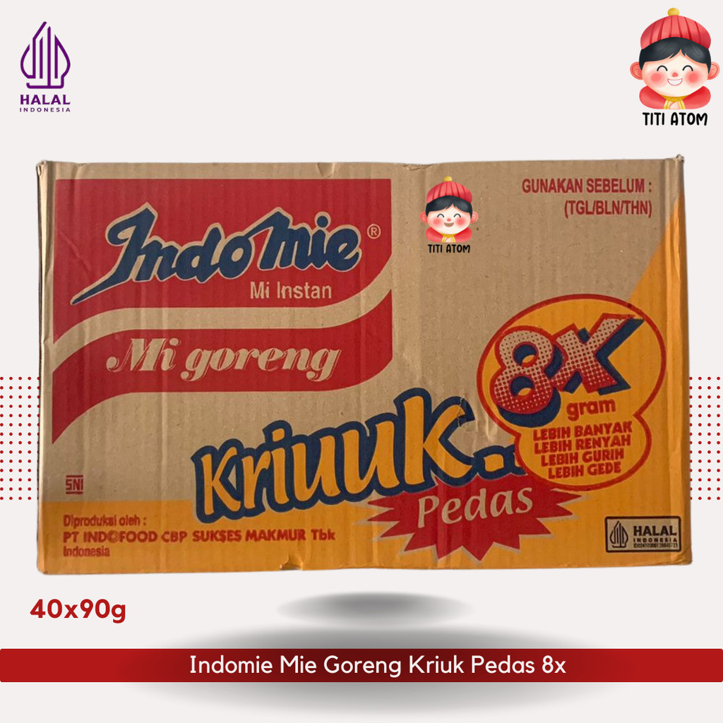 

Indomie Mie Instant Goreng Kriuk Pedas 8x KARTON 1 DUS 40pcs x 90g