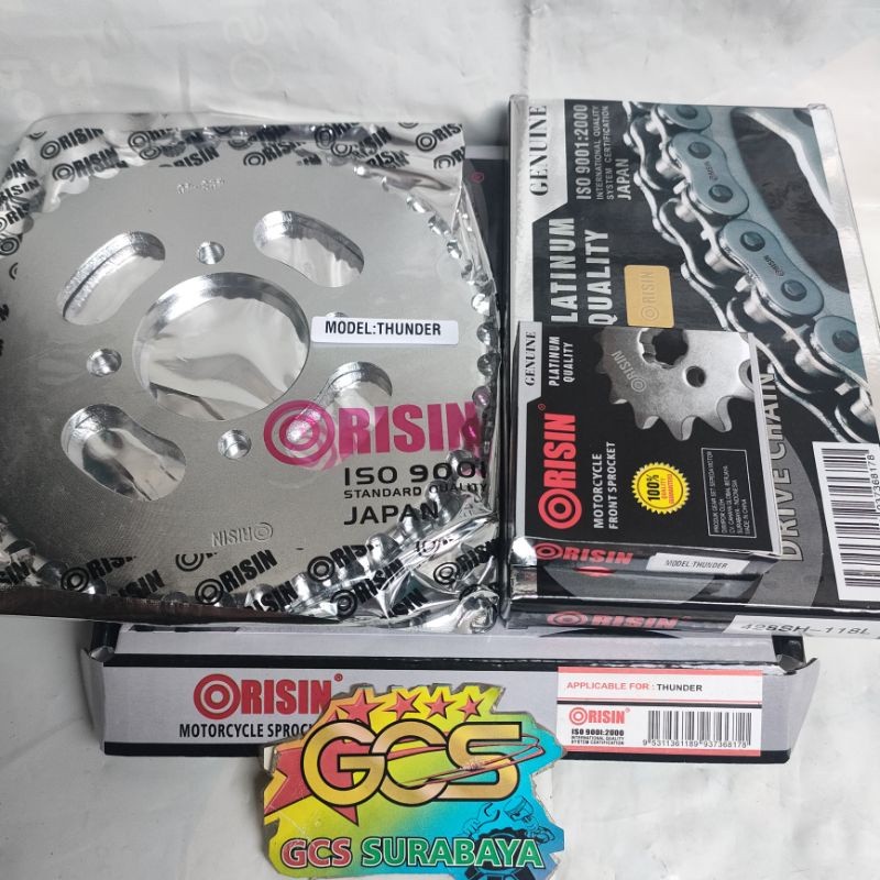 gearset,ger set,rantai gir paket full set Suzuki Thunder,thunder 125,thunder new 125 baja platinum q