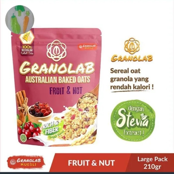 

Granolab Muesli Australian Baked Oats Granola Rasa Fruit & Nut Sereal [210 g]