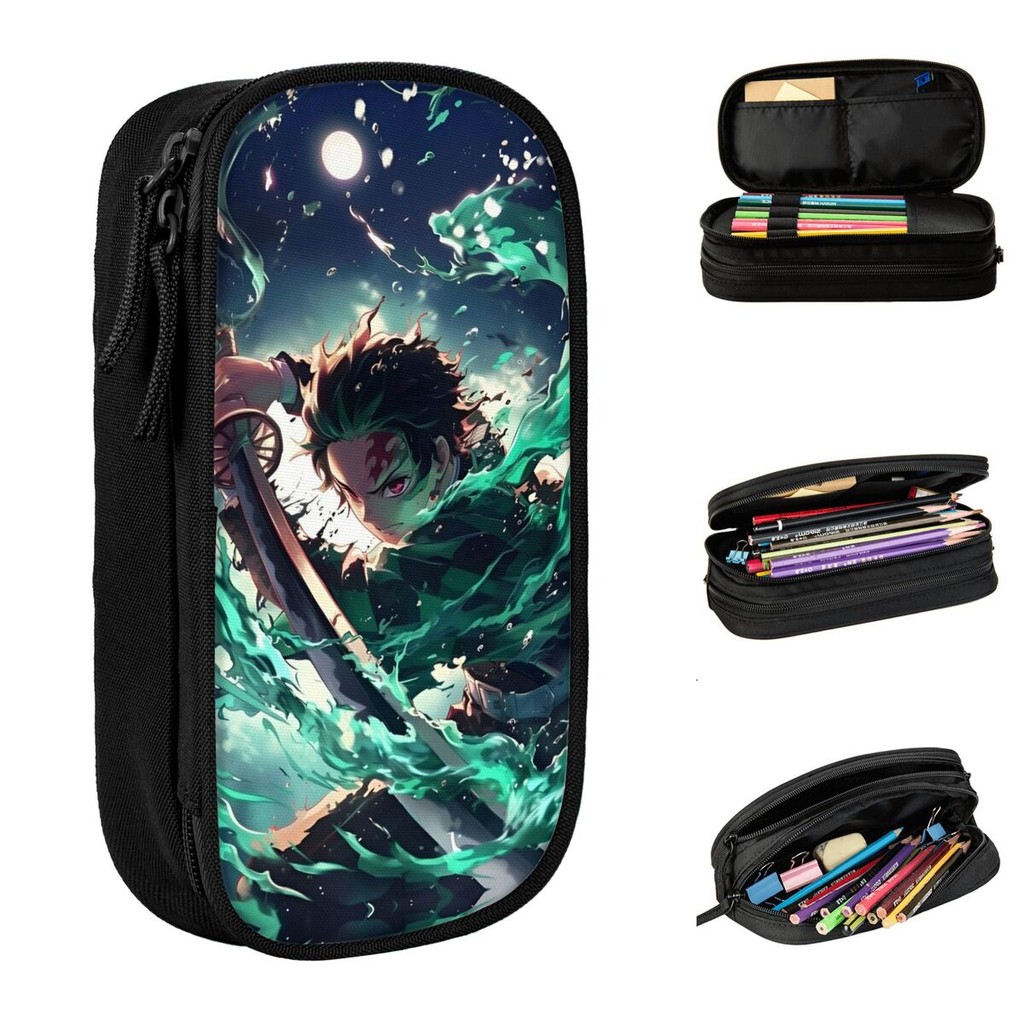 

Demon Slayer Pencil Cases Lovely Tanjiro Kamado Pen Bags Girl Boy Large Storage Students School Cosmetic Pencilcases