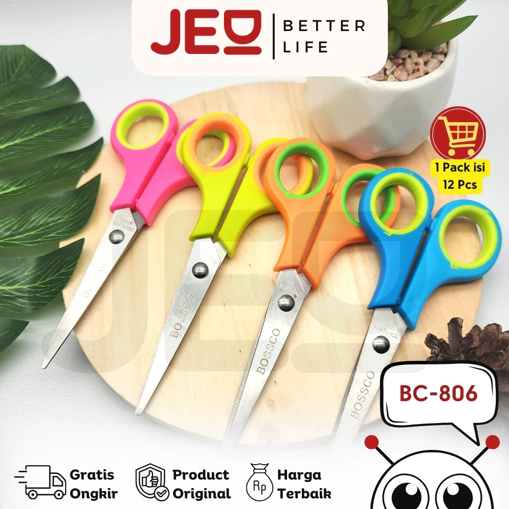 

1 Lembar(12 Pcs) Gunting Scissors BOSSCO BC-806