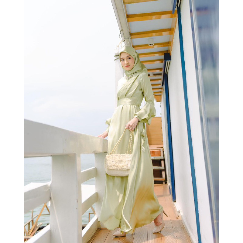 Gamis Pesta Silk Dress Maxmara Cornelia - Gamis Kondangan Dress Bridesmaid Modern - Gamis Polos Sati