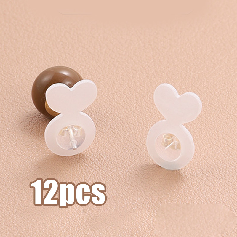 12 Bauh Pantat Anting Silikon Stopper Penutup Penahan Piercing Disc Pencegah