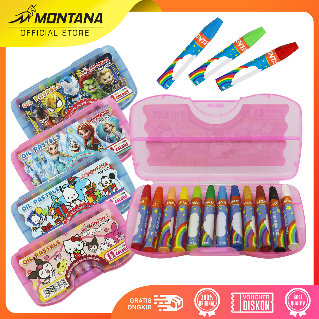 

MONTANA Oil Pastel Krayon Minyak 12 Warna Water Resistant Alat Mewarnai TOP-12