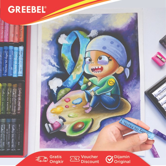 

best -GREEBEL Crayon Krayon ARTIST OIL PASTEL (AOP 48 Warna) / Krayon Oil Pastel / Crayon Sekolah Mewarnai / Menggambar - 48 warna