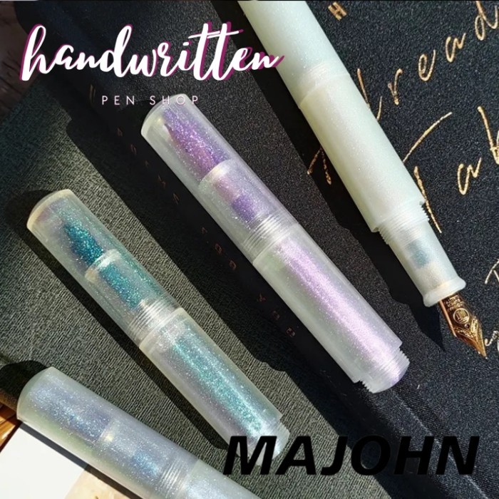 

best -MAJOHN Wancai Generation 2 Eyedropper Mini Fountain Pen - 2-Pearl Blue, SS Extra Fine