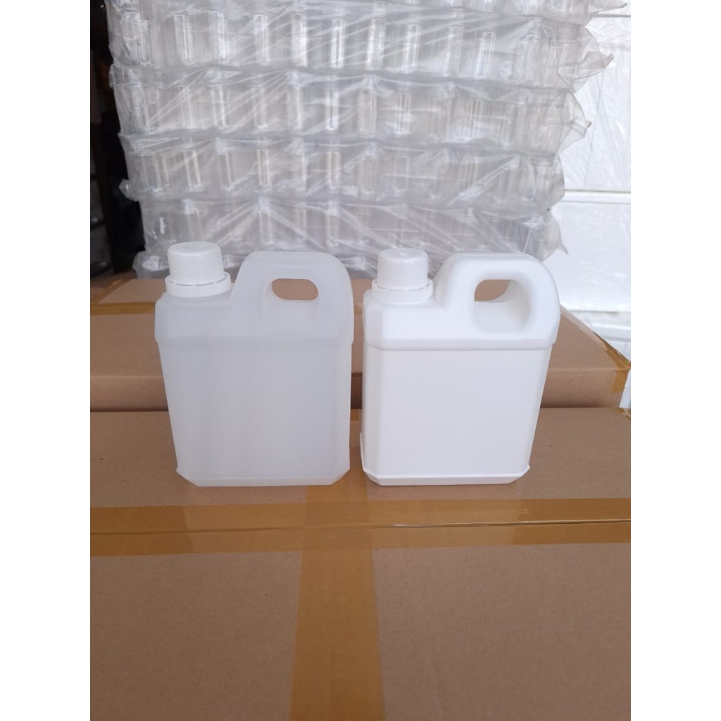 Jerigen 1 liter pendek + tutup Putih Susu