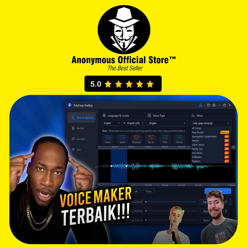 Voice Pal Pro Convert Text To Voice Over Bahasa Konverter Teks Ke Suara Sound Cepat 189 Suara Manusi