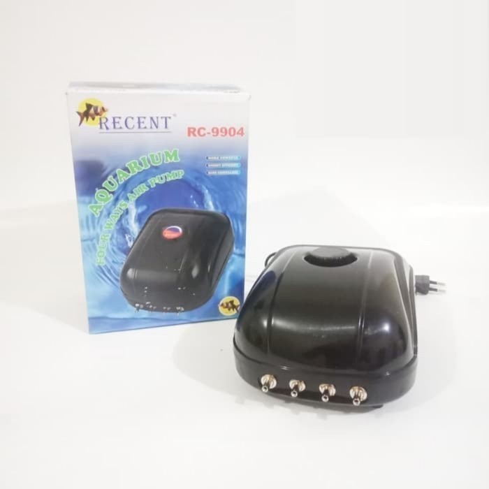 PAKET AERATOR aquarium ikan hias air pump recent Rc 9904 lubang 4 out put selang 4 meter airstone 4 