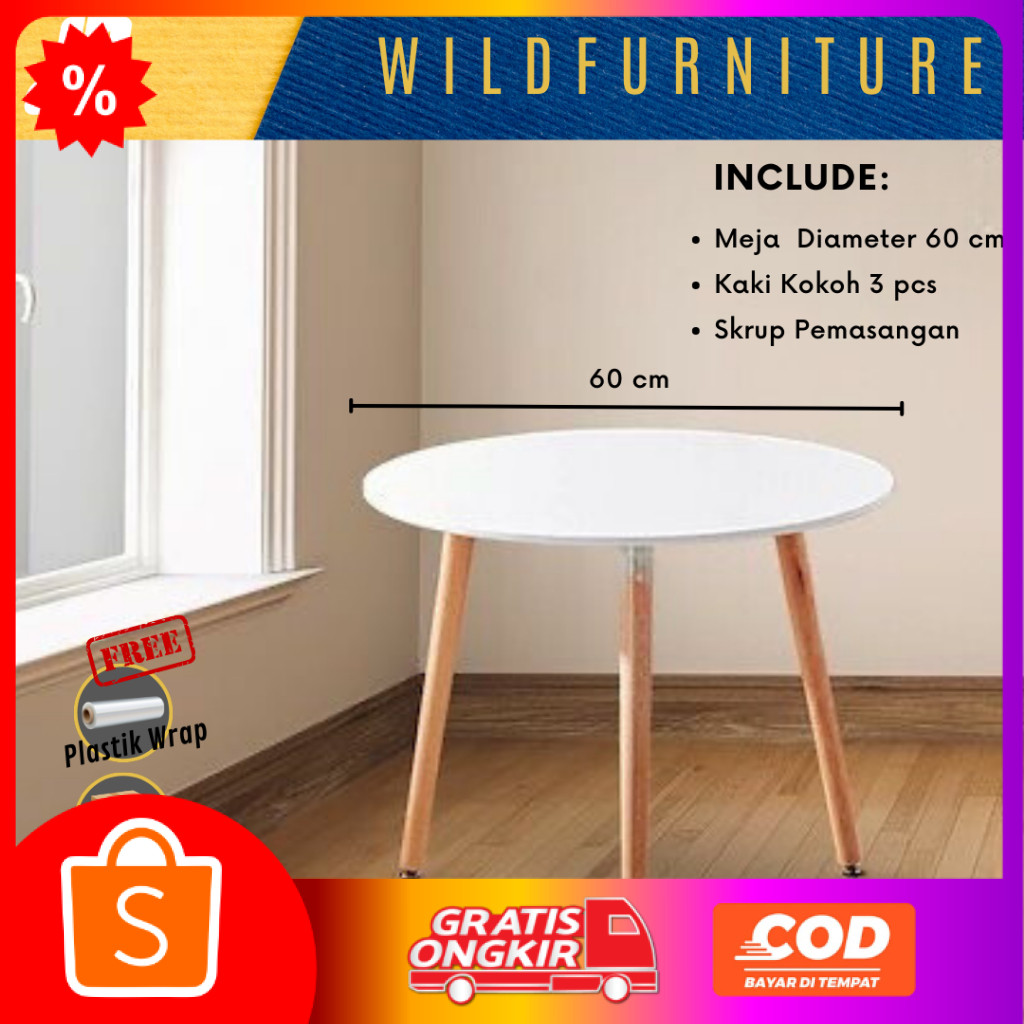 (ROUND TABLE) MEJA BULAT BESAR RUANG TAMU MINIMALIS BUNDAR MEJA KOPI