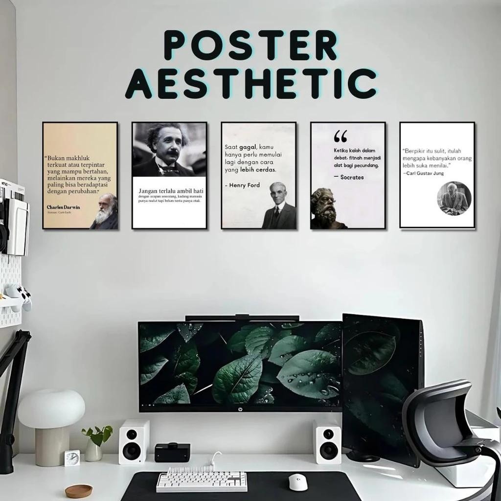 Hiasan Dinding Poster Kayu Aesthetic Quotes - Bahan Papan Kayu MDF & FRAMEBLOCK