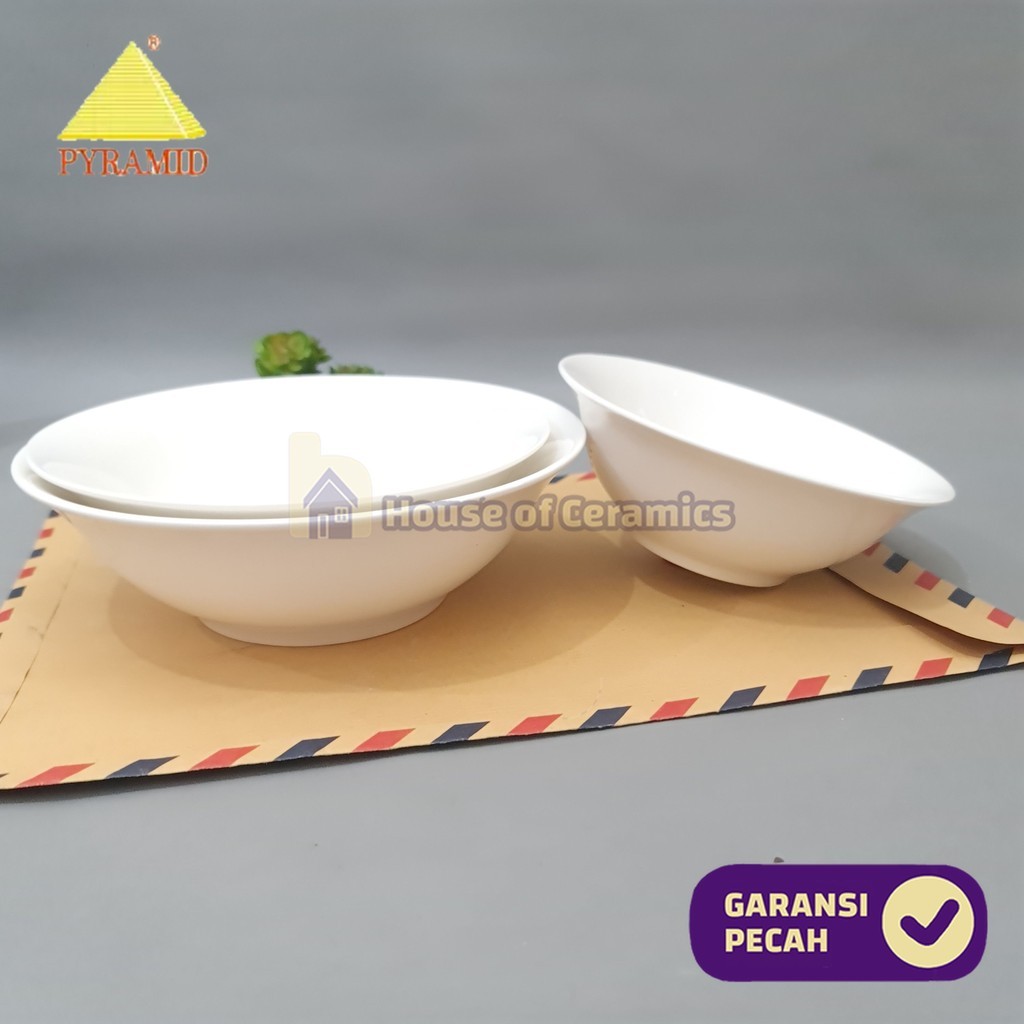 PYRAMID Mangkok Keramik Soup Putih SELADA Mangkok Restoran Besar Cantik Aesthetic Polos