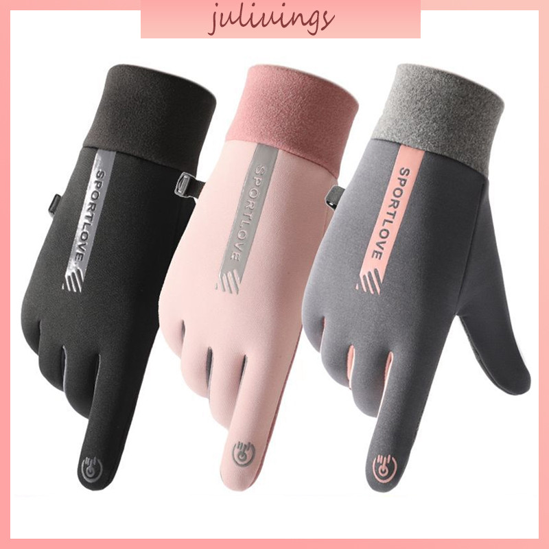 【COD】Sarung tangan musim semi anti air layar sentuh luar ruangan tahan angin olahraga lari bersepeda