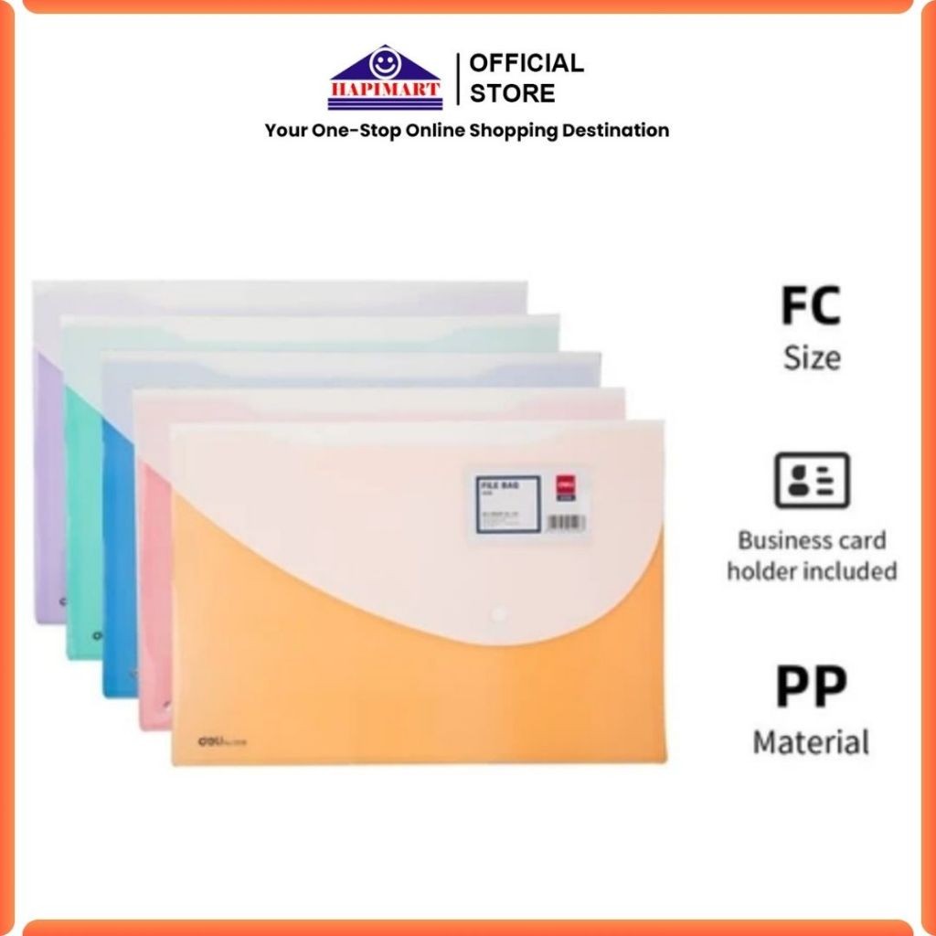 

File Bag Tempat file F4 Sistem pembuka & penutup yang mudah warna cerah E5506/Map Plastik Kancing E5506 / Map Tempat File Warna Pastel/Folder Organizer