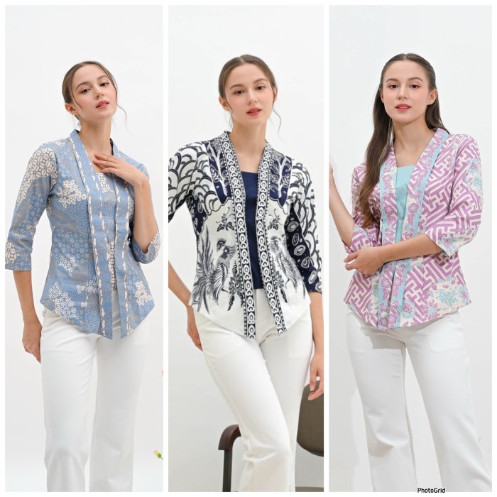 

Atasan wanita batik modern lengan panjang / baju kutu baru batik modern / kutu baru premium katun 3952 - Blue INAYA-3952, STANDARD