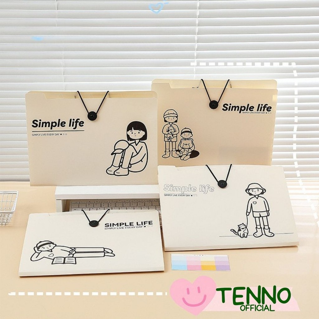 

TENNO Map Folder Organizer 8 dan 12 Sekat Tas File A4 Document Index Expanding Simple Life Aesthetic
