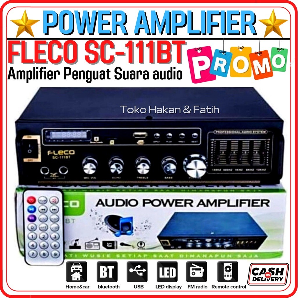 PAKET AMPLIFIER+MIC Audio Power Amplifier Ampli Fleco SC-111BT - Fleco Amplifier Bluetooth Mini SC 1
