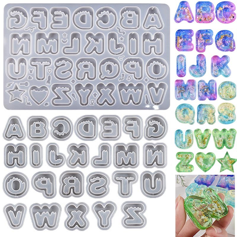 

DIY Resin Art Ice Cream Letter Silicone Mold Quicksand Pendant Keychain Mold Resin Shaker Molds Creative Resin Art Craft DIY