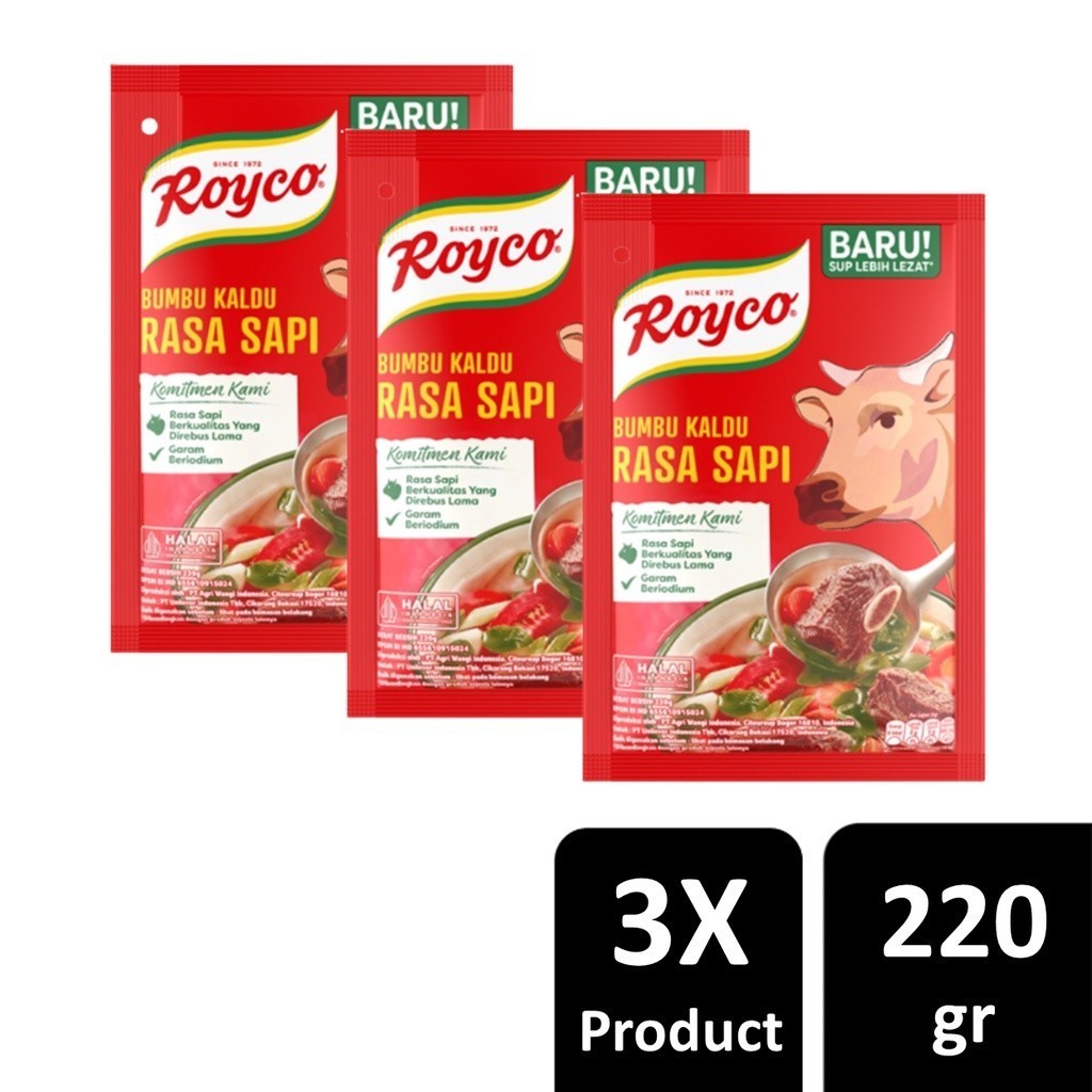

Royco Bumbu Kaldu Penyedap Rasa Sapi 220 g x3