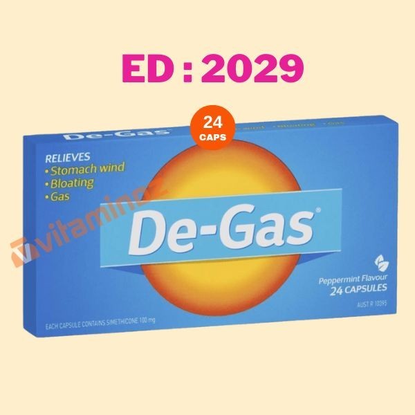 

De-Gas De gas Peppermint Flavour Isi 24 Kapsul - Obat Kembung - 24 tabs