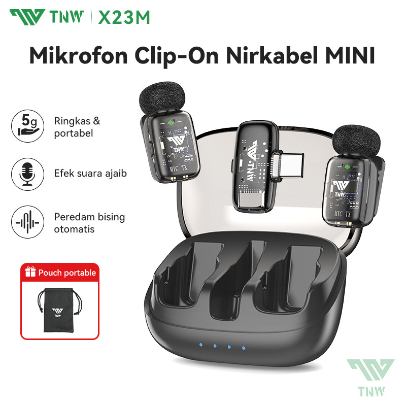 TNW X23M Wireless Microphone Ultra-Mini Mic Mikrofon Nirkabel Lavalier Microphone Dengan AI Voice Ch