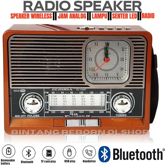 TERLARIS Radio Klasik Fleco F-105 Mini Model Jadul Series FM/SW/AM Multifungsi Speaker Portable - RA