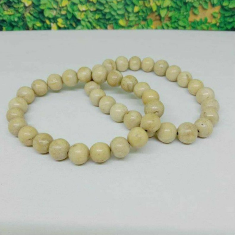 Gelang butiran akar bahar putih 8mm