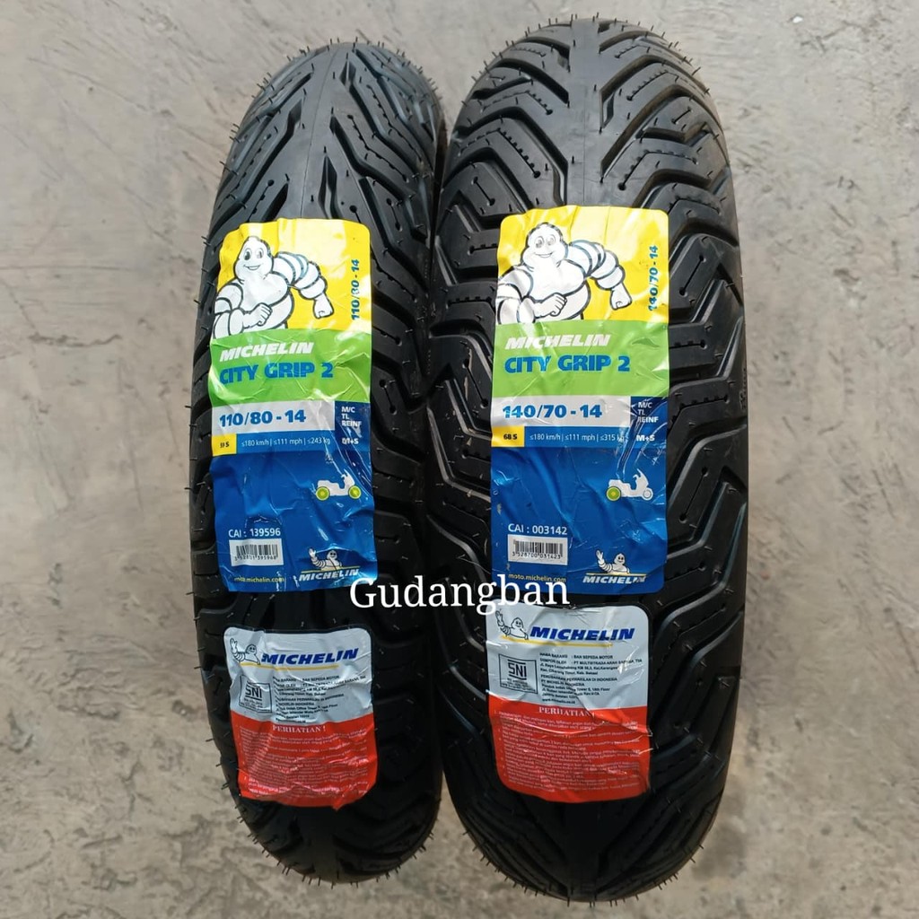 ( PAKET 2 BAN - RING 14 ) MICHELIN CITY GRIP 2 UKURAN 110 80 14 DAN 140 70 14 THN 2025 TUBELES FREE 