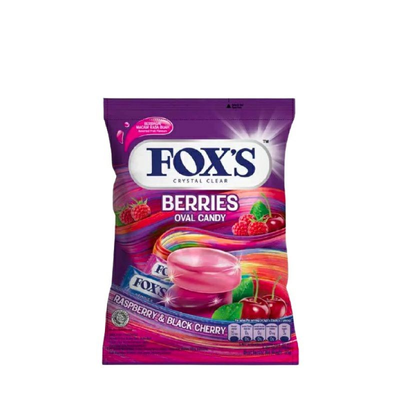 

Permen Fox's Berries oval Raspberry & Black Cherry candy 125 Gr