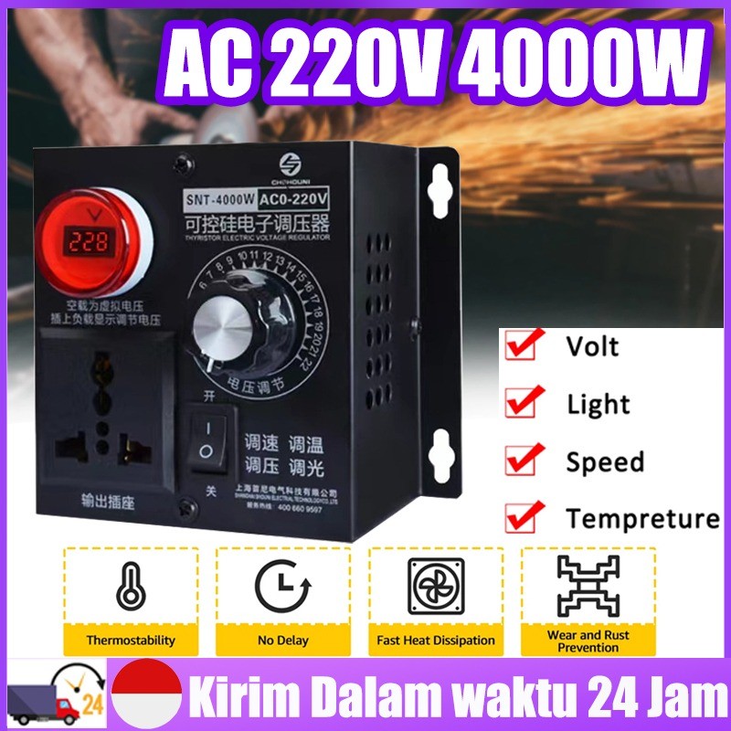 [Ready ya,COD] AC 220V 4000W Pengatur Kecepatan Regulator Dimmer Lampu Voltase Voltage Temperatur Li