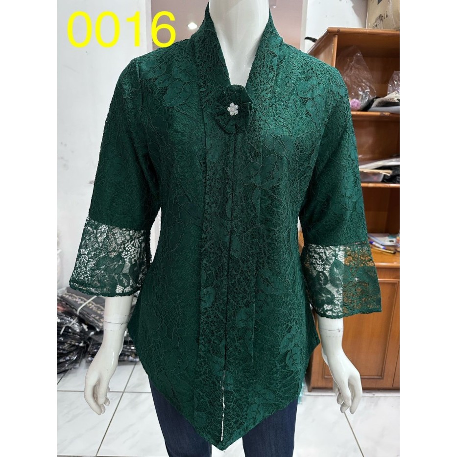 ✨LARIS✨ -kebaya alexuez full brukat premium hijau botol /kebaya encim brukat - Hijau, M