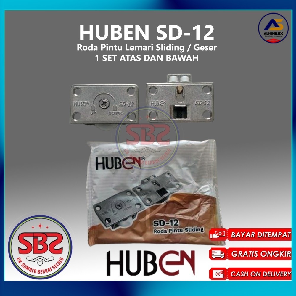 Roda Sliding SD12 SD-12 SD 12 Huben / Roda Sliding Rel Aluminium HUBEN SD02 U dan M / Roda SD12 - Ro