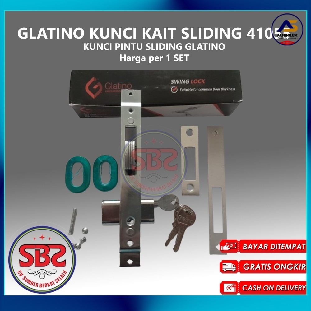 GLATINO Kunci Pintu Sliding KAIT Glatino 41055 / Kunci Pintu Almunium Sliding / Kunci Kait Pintu