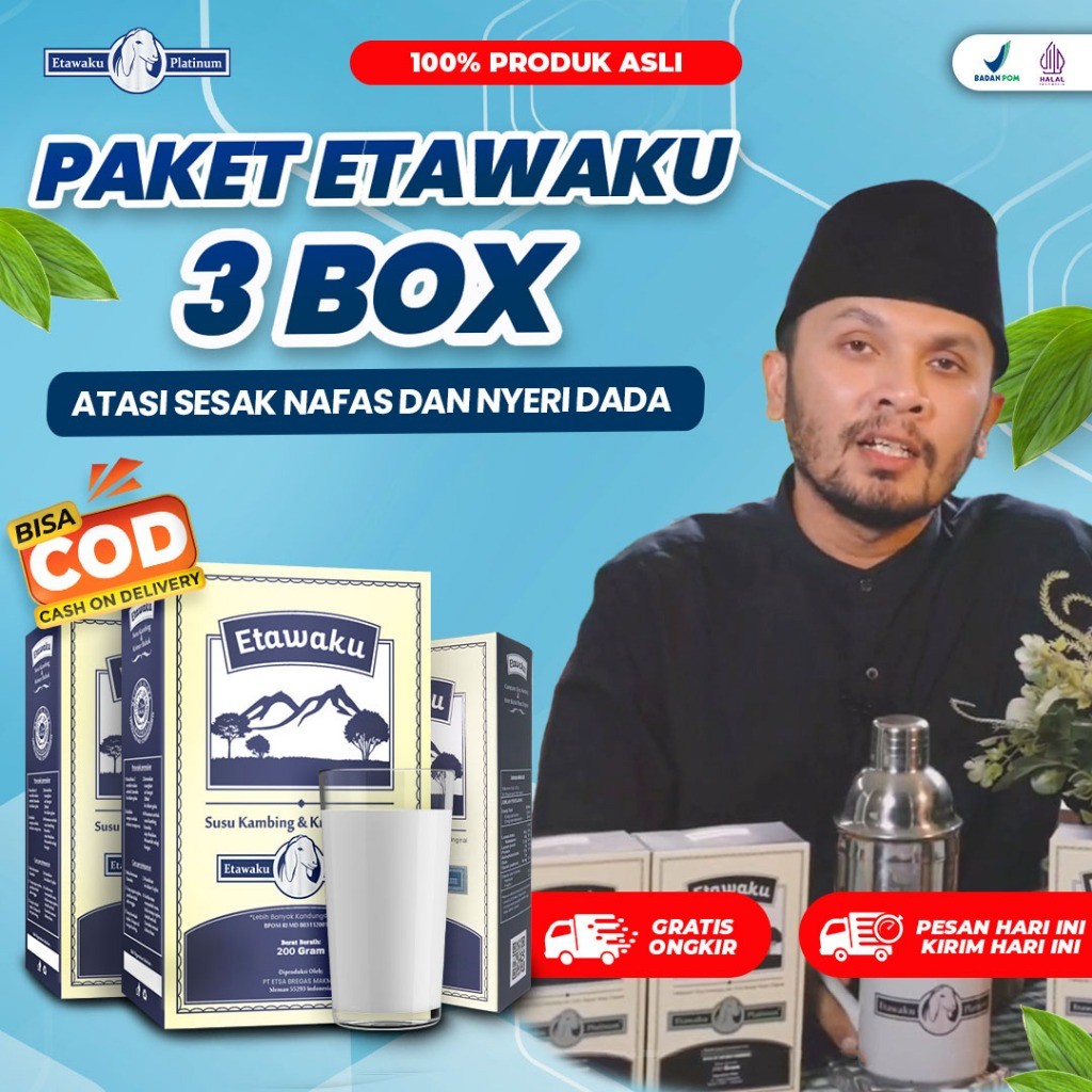 

Etawaku Platinum Paket Sehat 3 Box Original - Susu Etawa Murni Rendah Gula & Krimer Nabati Baik Diabetes Obesitas Atasi Sistem Pernafasan Asma Bronkhitis Sesak Dada Tingkatkan Kekebalan Tubuh 200gr